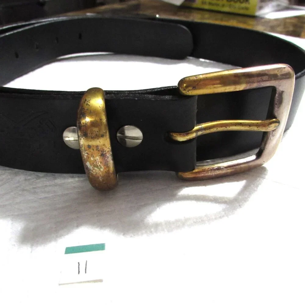 Men's COL. LITTLETON Adjustable Black Leather Belt  Size 40